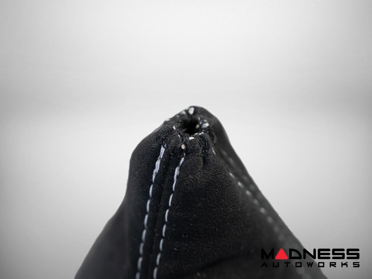 FIAT 500 Gear Shift Boot and eBrake Boot Set Black Suede w/ White